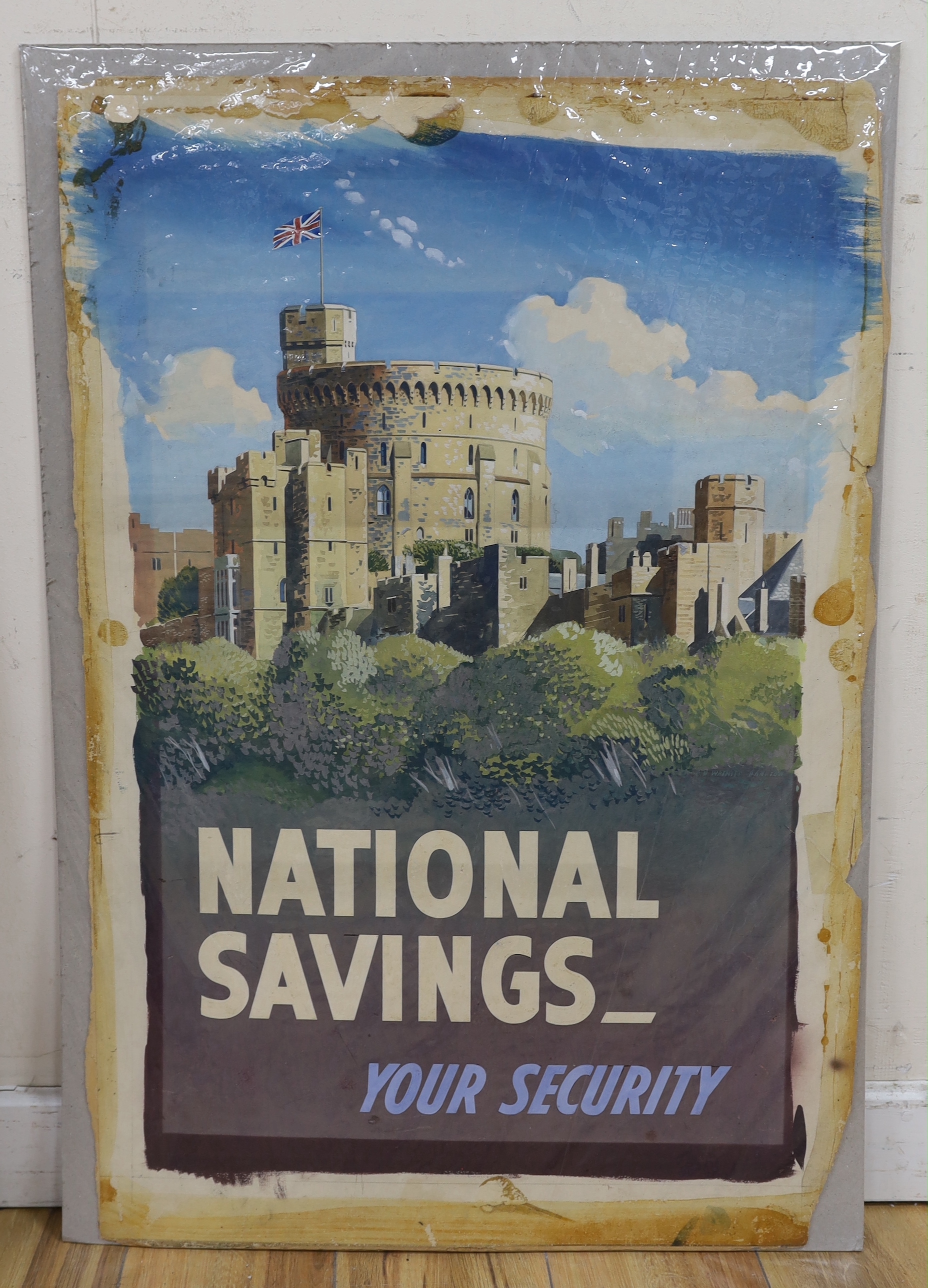 C.D. Watkiss Grafton, original gouache design for a National Savings poster, 'National Savings - Your Security', signed, 77 x 52cm, overall 86 x 58cm, unframed